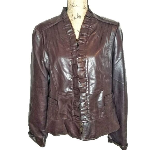 Dressbarn
Brown Faux Leather Ruffle Collar Jacket - Picture 1 of 9